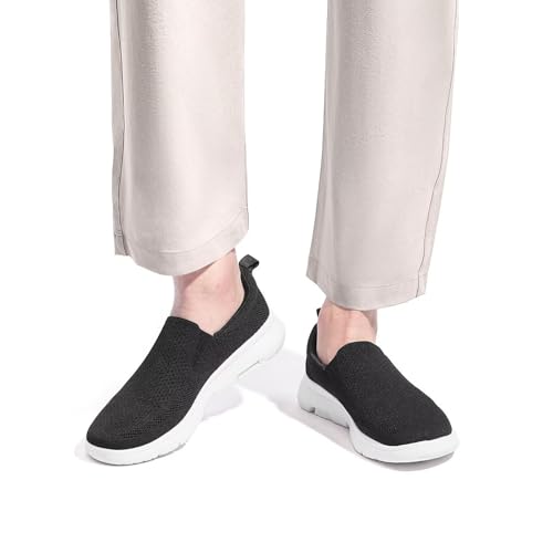 TIOSEBON Men's Slip on Loafer Shoes Comfortable Mesh Casual Walking Sneakers Black 9 US2