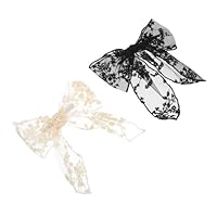 Veemoon 2 pièces Barrette à Cheveux Dentelle Noire et Blanche Nœud Élégant pour Femmes et Filles Accessoire pour Mariage et Occasions Spéciales