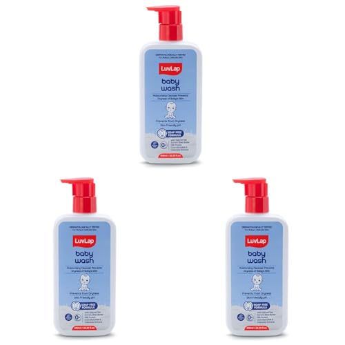 Image of LuvLap Baby Wash - 600ml, with Milk Protein, Oatmeal, Shea Butter and Vitamin E, Soap Free, Baby Wash for Baby Bath, Natural, pH Balanced & Paraben Free, Dermatologically Tested (Pack of 3)