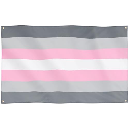 Runesol Demigirl Pride Flagge, 91x152 cm, 4 Ösen, eine in jeder Ecke, Gay Pride Flagge, LGBT+ Flagge, Pride Fahne, Premium-Fahnen für drinnen und draußen, lebendige Farben, Festival Parade Feier