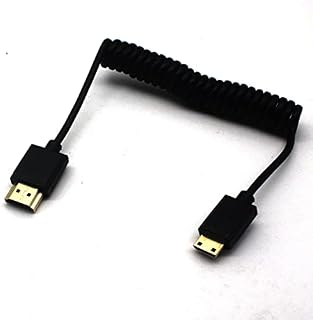 Disscool 2.0 HDMI Male to Mini HDMI Cable, 4k@60hz Mini HDMI to HDMI Coiled Spring Cable for Camera/Tablet/HD TV/Monitor/UNC Kit, Extension Cable(1.2m)