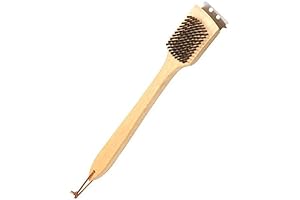 Rocky Mountain Goods Wooden Handle Grill Brush with Scraper