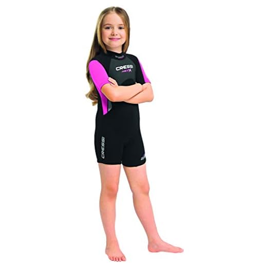 Cressi Unisex-Kinder Med X Jr Wetsuit 2.5mm Shorty Neoprenanzug Ideal zum Schnorcheln und Tauchen in gemäßigten Gewässern, Schwarz/Rosa, XL 14/15 Jahre