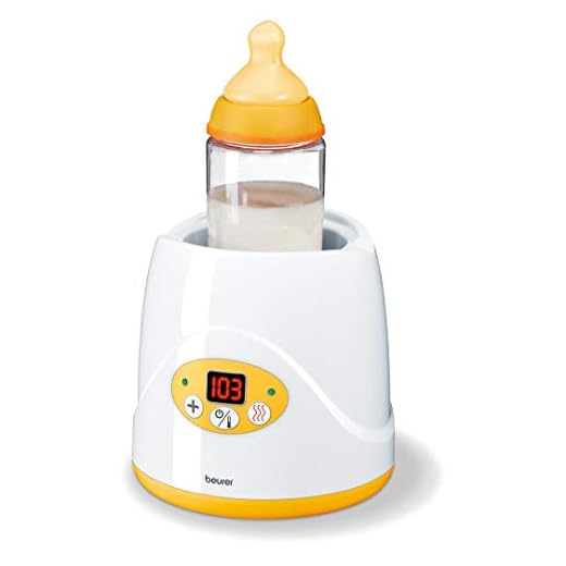 Beurer Baby Bottle Warmer & Food Warmer, BY52 | Portable 2-in-1 Heater with Keep Warm Function for Breast-Milk, Formula & Food | AVENT & NUK Bottles | with Lifter, LED Display, Safety Switch-Off & Cap