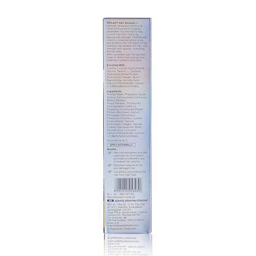 Image of Trilast Hair Care Lotion: Biotin, Niacinamide, Collagen & Wheat Protein for Hair Regrowth, Thickening, Strengthening & Repair. 360 Spray + Dropper - Dermatologically Tested - 60ml