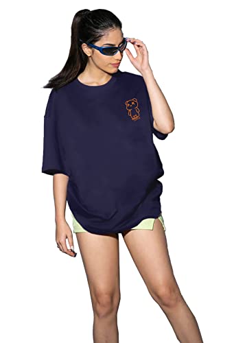 Image of LEOTUDE Cottonblend Oversized Half Sleeve Colorful Printed Combo T-Shirts for Women (Pack of 2)