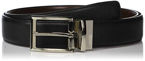 Perry Ellis Men's Portfolio Saffiano Reversible Belt, black/Brown, 42