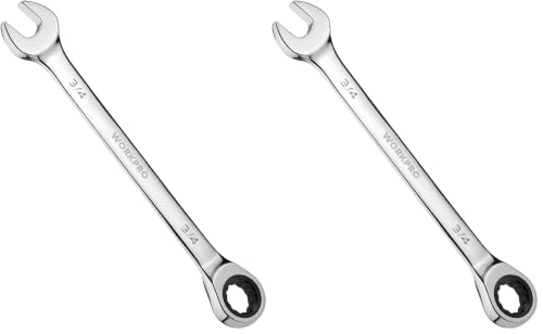 Image of WORKPRO 3 /4 inch Ratcheting Combination Wrench, Mirror Polish Chrome Plating (Pack of 2)
