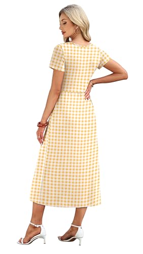 Image of OFEEFAN Summer Dresses for Women Flowy Casual A-Line Midi Dress Beach Vacation Sundresses with Pockets S-2XL