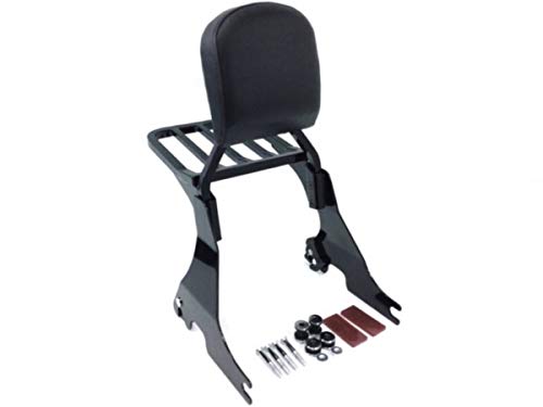 Black Sissy Bar Backrest w/Luggage Rack & Docking for Harley Davidson Sportsters Like XL883 XL1200 iron low custom nightster 48 72 2004-2019 ref 52710-07, 51851-09, 52626-04, 53939-03, 53529-04