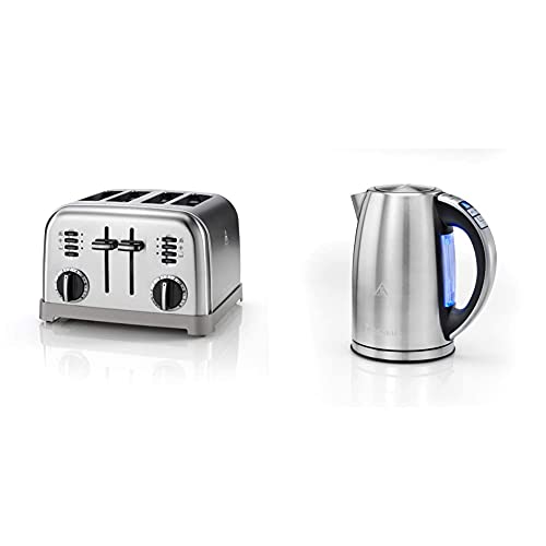 Cuisinart 4-Schlitz Toaster aus rostfreiem Edelstahl mit 6 Bräunungsstufen und Stop-Funktion & Wasserkocher mit 1,7…