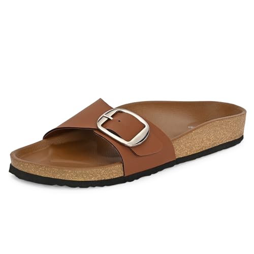Image of Centrino Women's Berkin-Style Slip-On Sandals | Open Toe Design | Soft PU Footbed | Lightweight & Comfortable | Arch Support | On-Grip Sole | Casual Outdoor Wear (9228)