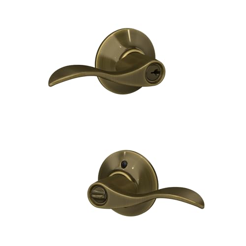 Image of SCHLAGE Accent Lever with Brookshire Trim Keyed Entry Lock in Antique Brass