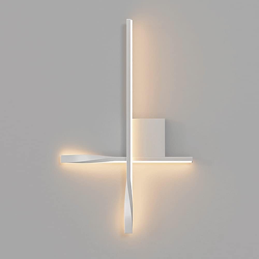 SYAXVOM Modern LED Bedroom Decorative Lighting Fixture - Linear Cross Wall Lamp, Metal Long Sconce with Acrylic Shade
