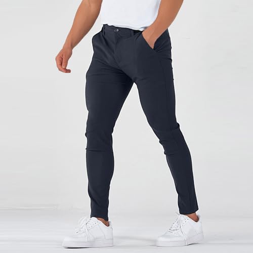 lcyhony Dress Pants for Men Slim fit Stretch Expandable Waist Golf Pants Comfy Summer Business Casual Trousers with Pockets2