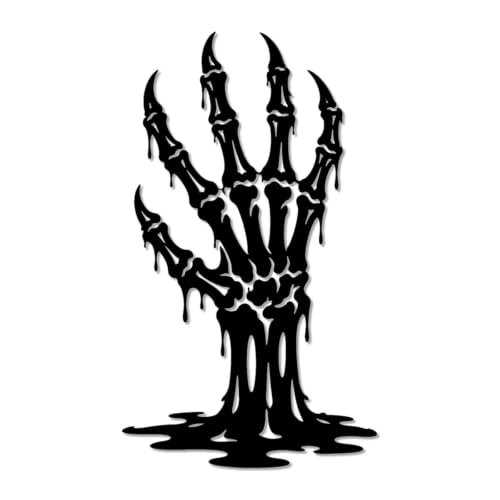 Melting Skeleton Hand Metal Wall Art, Metal Signs, WallArt Decor, Metal Outdoor Decor, Gothic Abstract Artwork, Trendy Funky Wall Decoration for Living Room Bedroom Apartment Statement Piece (Black,12inch)