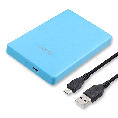 Image of GLINK GHD009-2.5 inch USB 2.0 Premium External HDD Enclosure Case Cover for SATA SSD HDD | High Speed Upto 480 MBPS | Tool Free Installation | Blue