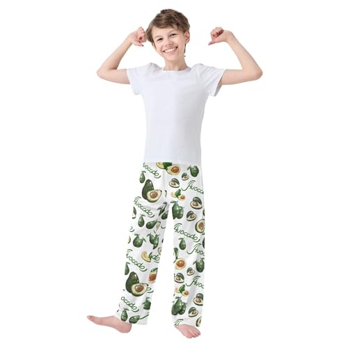 ZZXXB Avocado Print Boys Long Pants Soft Trousers Elastic Waist Kids Lounge Bottoms with Pockets S-XL2