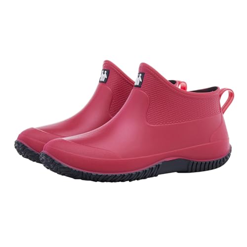 UnoSheng And Rain Boots - Botas de lluvia cortas para hombre, estilo casual, para exteriores, ropa de mujer, Red, 37.5 EU