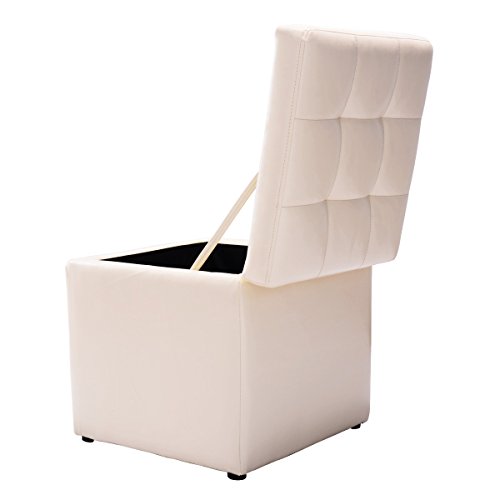 COSTWAY Sitzhocker mit Stauraum, Sitzwürfel aus PU, Sitzbox belastbar bis 300kg, Polsterhocker mit Deckel, Aufbewahrungsbox 40x40x40cm, Sitztruhe Farbwahl (Cremeweiß) - 7