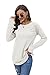 Fisoew Women's Casual Long Sleeve Tops Crew Neck Round Hem Loose T-Shirts Tunic Tops with Thumb Holes White