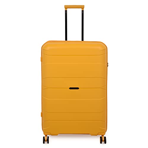 Image of it luggage Momentous Mango Yellow Set of 3-20,24,28 inches Cabin with Padded Laptop Section,Medium & Large Expandable Polypropylene Hardsided with TSA Lock & Wet Pouch Inside 8 Wheel Trolley Bag