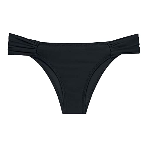 Calcinha Lateral Franzidas Lisos, She, Feminino, Preto, M