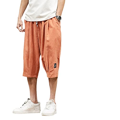 Short broderie droite homme orange confortable et ample AXEBHPED