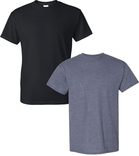 T-shirt homme noir chiné Gildan DryBlend respirant taille S coton poly