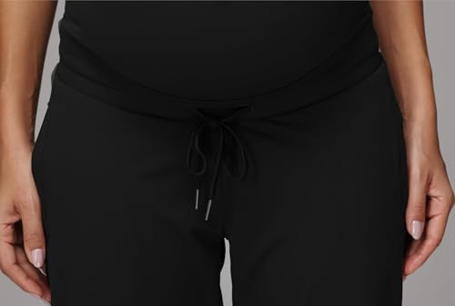 Gowjog Damen Umstandshose Jogginghose Sweatpants Kordelzug Taschen Schwangerschaft Hosen Laufen Lounge Workout Hose (Schwarz,XXL)