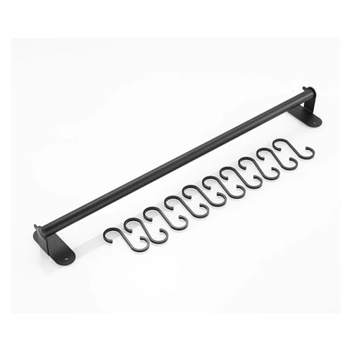 Generisch Wandmontiertes Utensilien-Holdregal mit Haken, Space Saving Pot Storage Organizer für Küchenzubehör, Handtücher, Besteck, stilvolles Home Dekor, einfache Installation, Dauerr Metall
