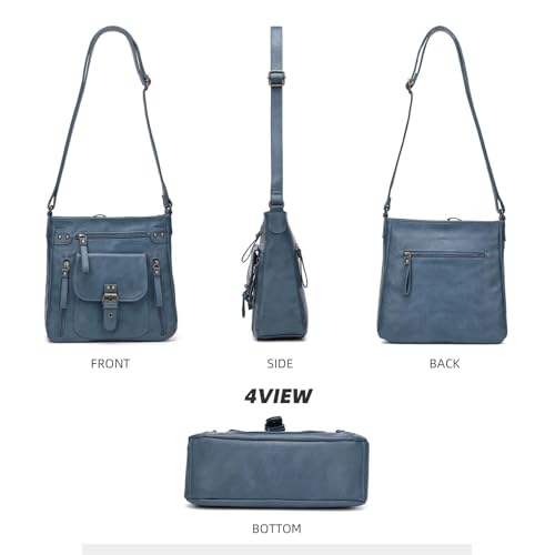 Image of Crossbody Bags for Women Medium PU Leather Multi Pocket Shoulder Purses