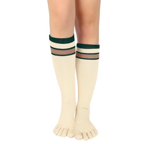 Image of Benefeet Sox Womens Knee High Toe Socks Non Slip Long Toe Socks Unisex Five Finger Socks Knee High Yoga Socks with Grips