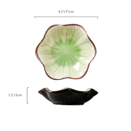 Image of JAMEND CLXP Ice Cracking Leaf Jewelry Dish, Decorative Ring Holder Small Trinket Tray Bowl, Gifts for Daughter Mom Friends, Grass Green.