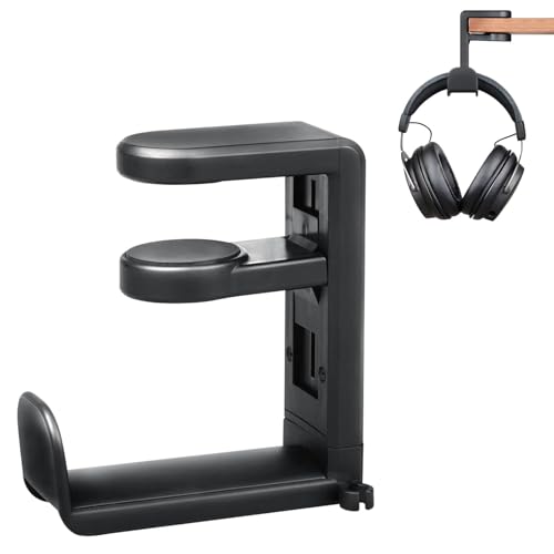 Supporto per cuffie per girevole a 360° e regolabile in altezza per in universale compatibile con clip per cavi per la scrivania dellufficio.