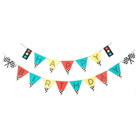 Vintage Race Car- Birthday Banner | Happy Birthday | Banner | Sign | Birthday Decoration | Race Car Party | Boy Birthday Party Decorations | Kids Party | Checkered Banner | Modern Kids Party Cover
