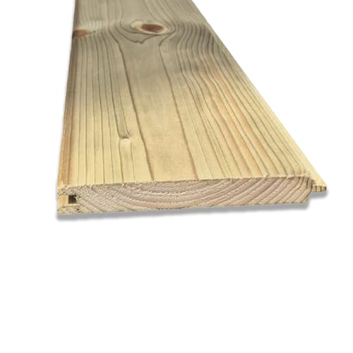 Perlina in legno da 200 cm in abete impregnato, Doghe ad incastro A/B sp. 2 x 15 cm/13,5 cm utile - per tetti, rivestimenti, decorazioni, pavimentazioni, fai da te (200 cm)