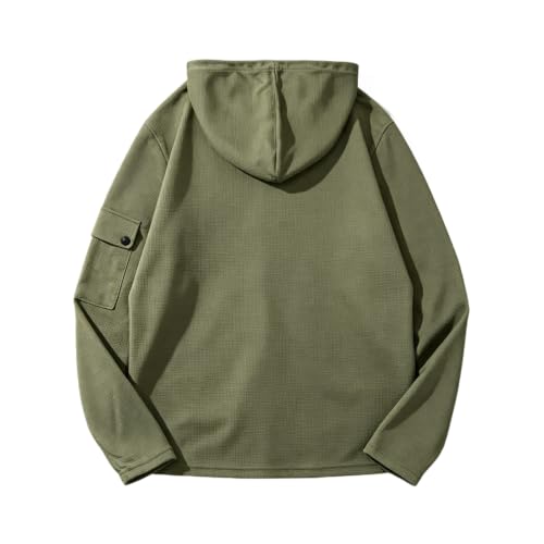 Mens Long Sleeve Waffle Shirts Hooded Hoodie Waffle Knit Tops Sweatshirt - image 5
