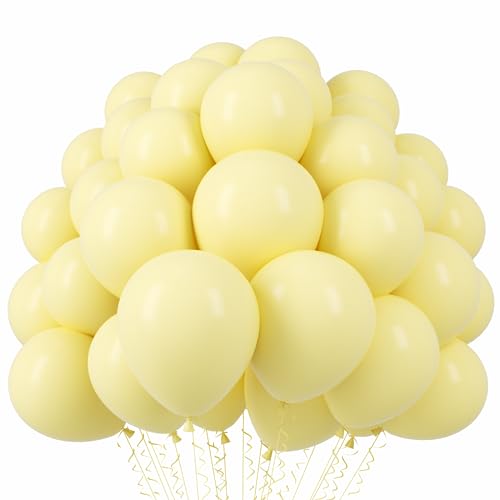 Image of Voircoloria 110pcs Pastel Yellow Balloons 12inch Light Yellow Latex Party Balloons for Graduation, Easter, Wedding, Birthday, Bridal Shower, Sunflower Party, Baby Shower, Anniversary Party Decorations