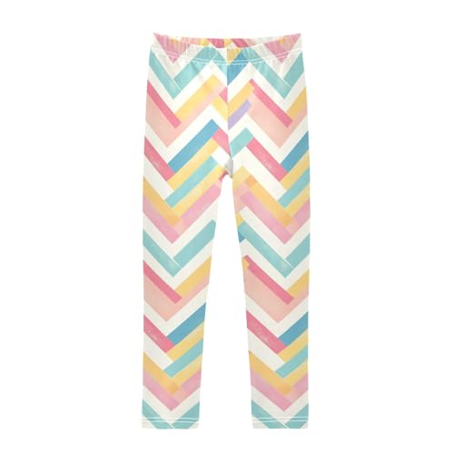 KLL Jamaican Color Zigzag Pattern Toddler Girl Legging Casual Full Length Athleisure Pants Running