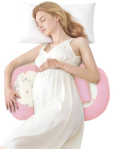 PATPAT Pregnancy Pillow for Sleeping, Maternity Pillow with Removable Cooling Cover, Support for Back, Belly and Hips, Portable Travel Wedge Pillow for Pregnant Women with Adjustable Small Pillow