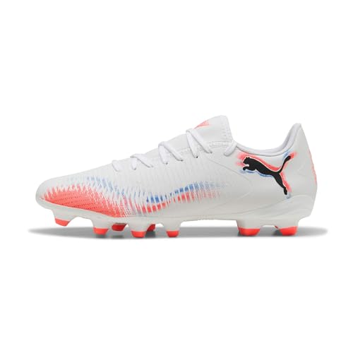 Puma Future 8 Play Fg/Ag, Scarpe Da Calcio Unisex-Adulto, Bianco Nero Rosso Brillante, 39 Eu