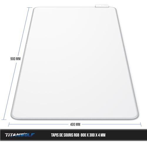 Tapis de souris XXL blanc grand format antidérapant LED multicolore PC - 2