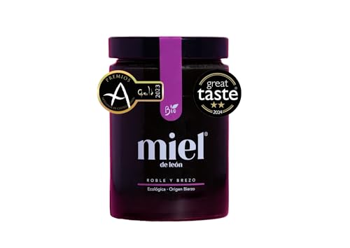 Miel pura de Abeja. Miel de León | Mieles de Brezo y Roble - 800gr - De Abeja 100% Natural y Ecológica. Producto Artesano de Cosecha Propia. Sabor Intenso - Aroma Floral. Origen: El Bierzo.