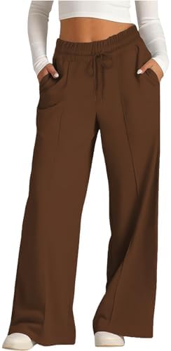 SHAOBGE Oversized Wide Leg Sweatpants Women Elastic Drawstring Straight Leg Sweatpants Low Waisted Baggy Lounge Pants Pocket SHAOBGE Oversized Wide Leg Sweatpants Women Elastic Drawstring Straight Leg Sweatpants Low Waisted Baggy Lounge Pants Pocket