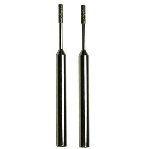WKSTOOL 2Pcs Flat Cylinder Boron Nitride Burrs, 2mm Head Dia, 6mm Shank, Precision Grinding Pins Mandrels Mounted Points Head Die Grinder bits for High-Speed Mold Carbon Steel Hole Grinders Rod