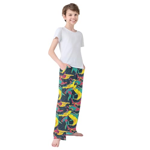 Boys' Pants Colorful Pop Art Hammerhead Shark Long Bottoms Jogger Pants Elastic Waist Trousers with Pockets S-XL4