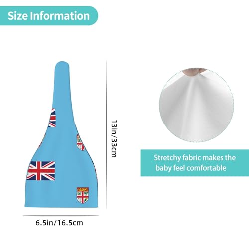 Newborn Baby Hat, Fiji Flag Print Soft Top Knot Beanie Cap, Cute Baby Headwear for 0-6 Months Black4