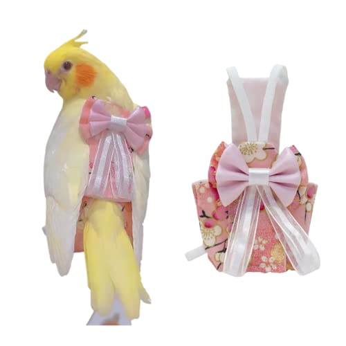Fraldas de aviação de pássaros, fraldas de papagaio para periquitos-monge, calopsitas, roupas de papagaio, roupas de forro de fraldas para treinamento de pássaros (Médio, rosa claro)