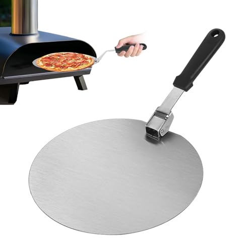 Pizza Peel, 10 Inch Round Pizza Paddle Metal Steel Spatula with Foldable Handle Pizzas Oven Accessories for Pizzas Breads